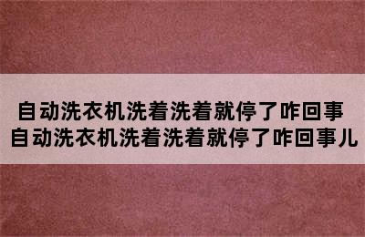 自动洗衣机洗着洗着就停了咋回事 自动洗衣机洗着洗着就停了咋回事儿